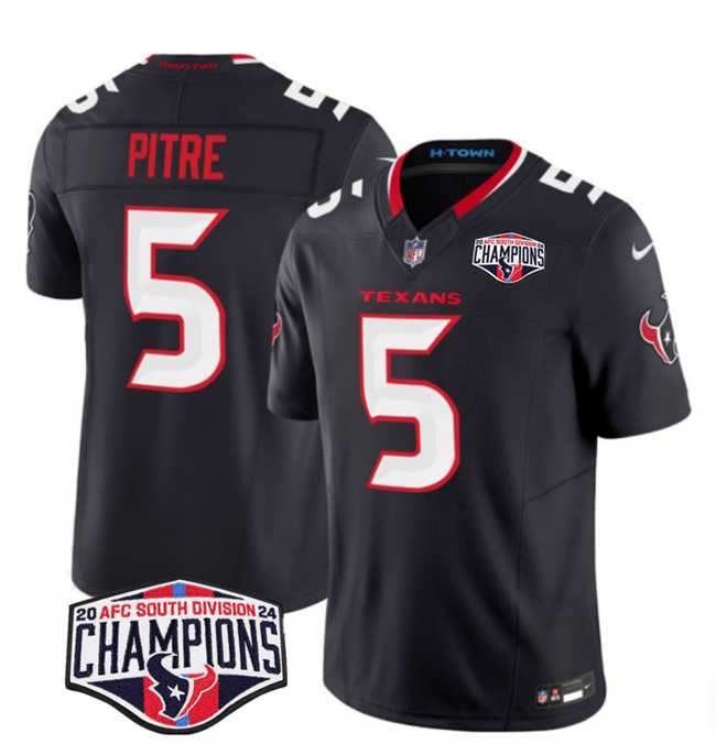 Mens Houston Texans #5 Jalen Pitre Navy F.U.S.E. 2024 AFC South Division Champions Vapor Limited Stitched Jersey